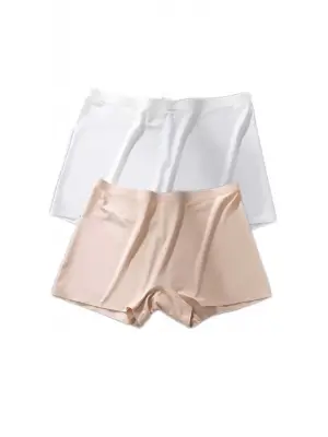 Omarı Dikişsiz Görünmez Mini Şort Boxer Beyaz Ten Seti