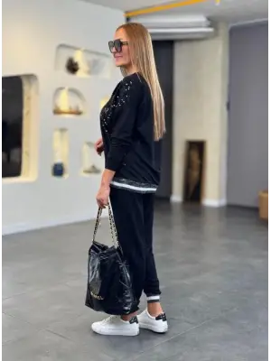 Kadın Modal Kumaş Payetli Sim Ve Ribanalı Detay Ikili Takım