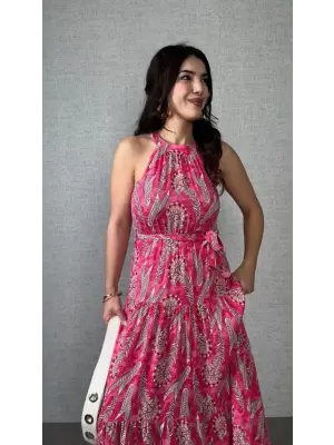 Omarı Desenli Süprem Omuzdan Açık Kadın Bluz