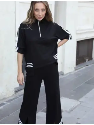 Kadın Polo Yaka Yırtmaçlı İkili Takım