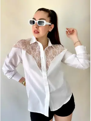 Kadın Püskül Detay Poplin Gömlek Bluz Fırsat Ürün