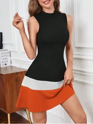 Omarı Şerit Detaylı İthal Krep Elbise