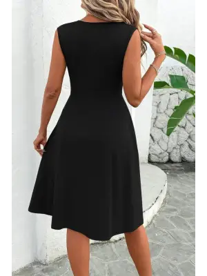 Kadın Sıfır Kollu önden çapraz Detaylı Leopar Desenli Süprem Elbise