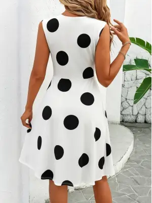 Omarı Leopar Desenli Sıfır Kollu Süprem Elbise