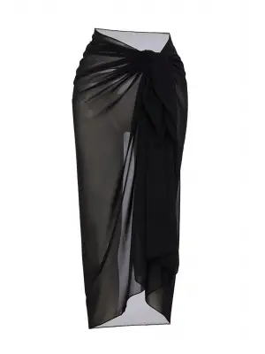 Omarı Yaz Şıklığı Siyah Bağlama Detaylı Pareo