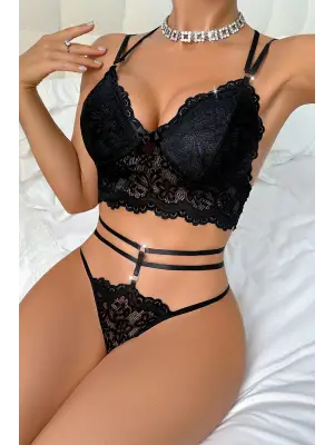 Omarı Siyah Çift Sıra Çapraz Askılı Takım