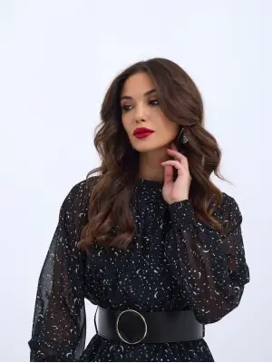 Omarı Çiçek Desenli Şık Elbise