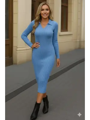 Kadın Siyah Triko Uzun Elbise