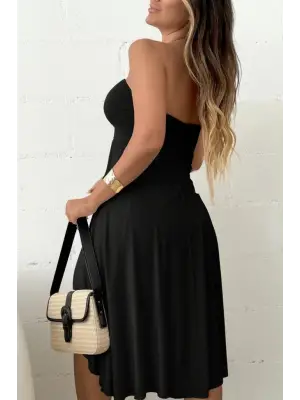 Kadın Straplez Boyundan Askılı Midi Bluz