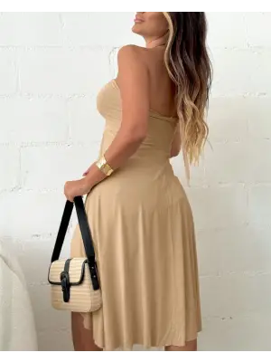 Kadın Straplez Boyundan Askılı Midi Bluz