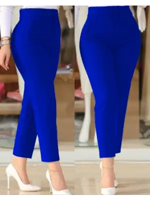 Kadın üste Oturan Bilek üzerinde Biten Paça Krep Pantolon