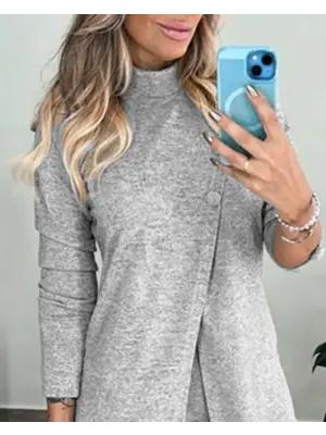 Kadın Uzun Kollu Balıkçı Yaka önden Düğmeli Bluz Ve Pantolon Yumoş Ikili Takım