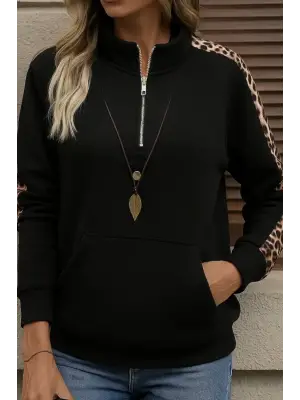 Kadın Uzun Kollu Balıkçı Yaka önden Fermuarlı Polar Bluz