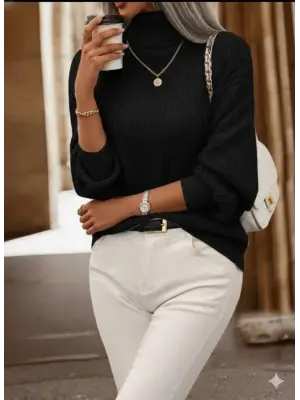 Kadın Uzun Kollu Balıkçı Yaka Triko Bluz