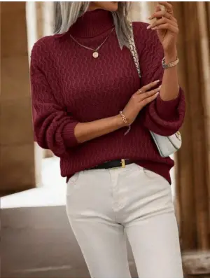 Kadın Uzun Kollu Balıkçı Yaka Triko Bluz