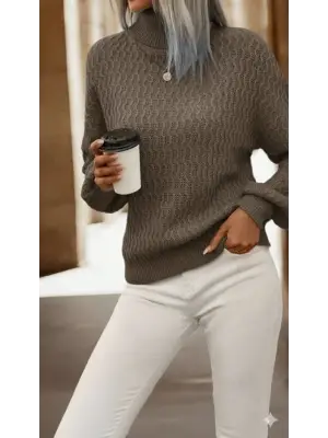 Kadın Uzun Kollu Balıkçı Yaka Triko Bluz