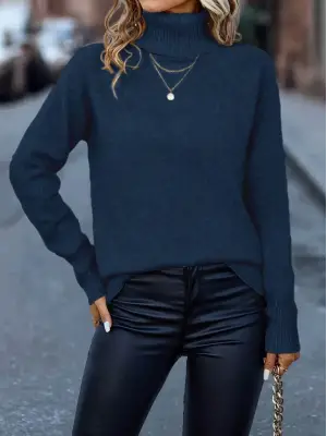 Kadın Uzun Kollu Balıkçı Yaka Triko Bluz