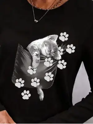 Omarı Şık Kadın Desenli Uzun Kollu Bluz