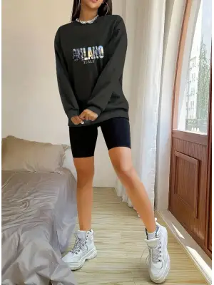 Kadın Desenli Uzun Kollu Viskon Bluz