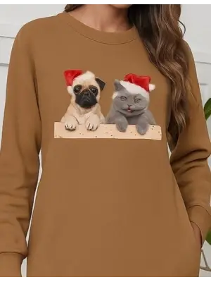 Kadın Uzun Kollu Bisiklet Yaka Desenli Viskon Iki Iplik Bluz