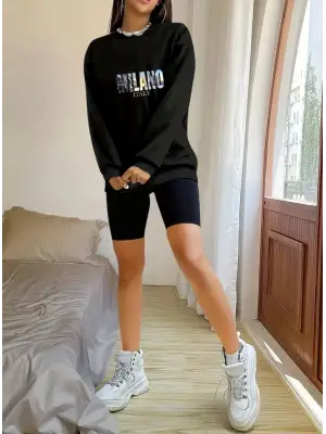 Kadın Uzun Kollu Bisiklet Yaka Desenli Viskon Iki Iplik Bluz