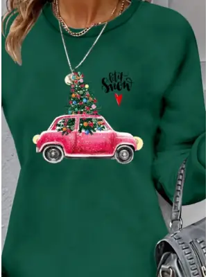 Kadın Uzun Kollu Bisiklet Yaka Desenli Viskon Iki Iplik Elbise