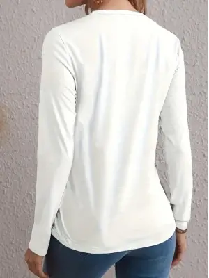 Kadın Kalp Desenli Uzun Kollu Bluz