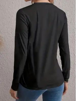Kadın Kalp Desenli Uzun Kollu Bluz