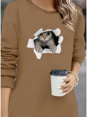 Kadın Uzun Kollu Bisiklet Yaka Kısa Viskon Iki Iplik Elbise