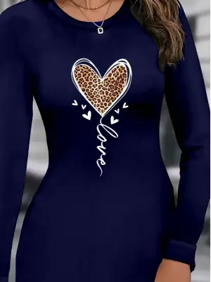 Kadın Uzun Kollu Bisiklet Yaka Kısa Viskon Iki Iplik Elbise