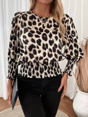 Çarpıcı Leopar Desenli Modal Bluz