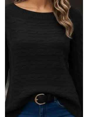 Kadın Uzun Kollu Bisiklet Yaka Pileli Ithal Krep Bluz