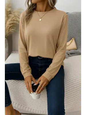 Kadın Uzun Kollu Bisiklet Yaka Viskon Bluz