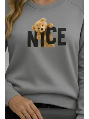 Kadın Uzun Kollu Bisiklet Yaka Viskon Iki Iplik Bluz