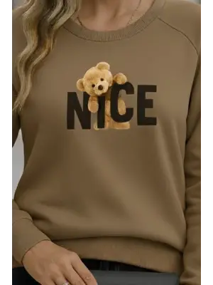 Kadın Uzun Kollu Bisiklet Yaka Viskon Iki Iplik Bluz