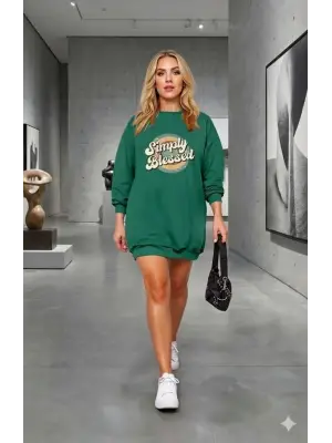 Modern Yazılı Viskon Elbise