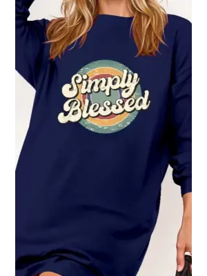 Kadın Uzun Kollu Bisiklet Yaka Yazılı Viskon Iki Iplik Elbise