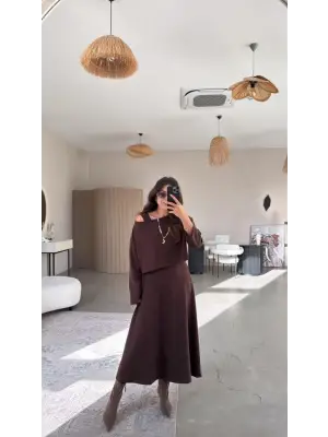 Kadın Uzun Kollu Bluz Ve Ve Askılı Elbise Ikili Takim