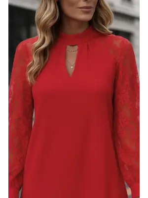 Kadın Uzun Kollu Damla Detaylı Sandy Mini Elbise