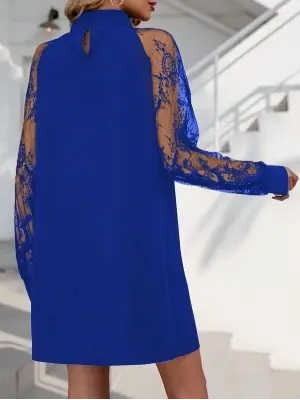 Kadın Uzun Kollu Damla Detaylı Sandy Mini Elbise