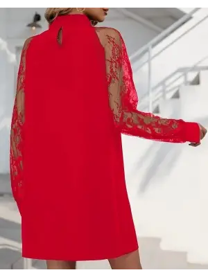 Kadın Uzun Kollu Damla Detaylı Sandy Mini Elbise