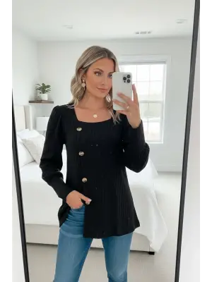 Kadın Uzun Kollu Düğmeli Mevsimlik Bluz – Yumuşak Dokulu, Esnek ve Sıcak Tutan Kumaş