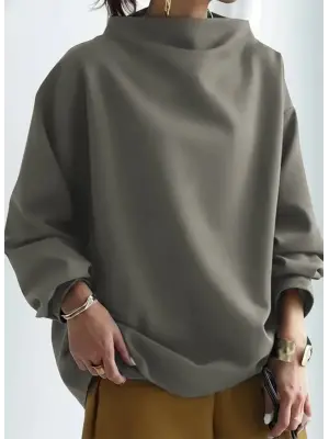 Kadın Uzun Kollu Geniş Balıkçı Yaka Modal Bluz