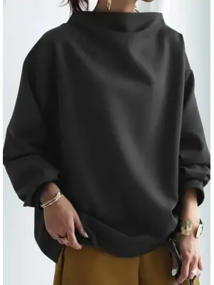 Kadın Uzun Kollu Geniş Balıkçı Yaka Modal Bluz