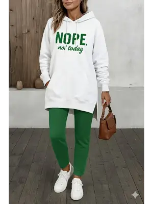 Kadın Uzun Kollu Kapşonlu Bağcıklı Viskon Iki Iplik Sweat