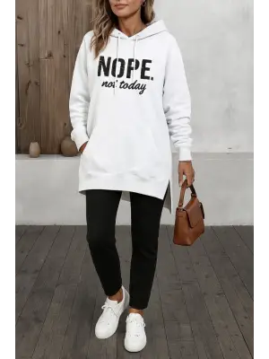 Kadın Uzun Kollu Kapşonlu Bağcıklı Viskon Iki Iplik Sweat