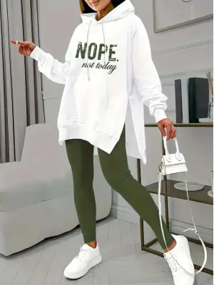 Kadın Uzun Kollu Kapşonlu Bağcıklı Viskon Iki Iplik Sweat