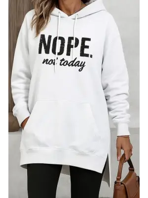 Kadın Uzun Kollu Kapşonlu Bağcıklı Viskon Iki Iplik Sweat