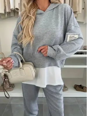 Modern Kapşonlu İki İplik Kadın İkili Takım