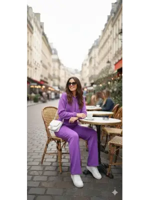 Kadın Uzun Kollu Kapüşonlu Hırka Ve Pantolon Ikili Takim